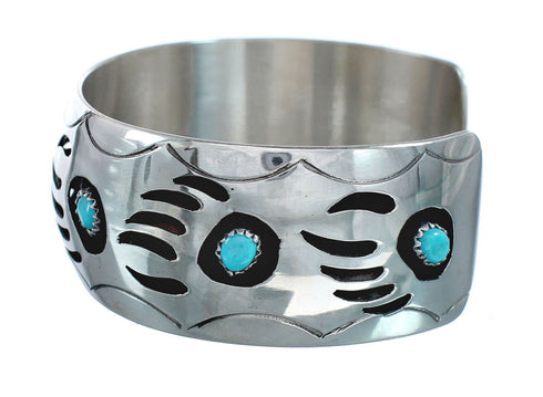 Native American Sterling Silver Turquoise Bear Paw Cuff Bracelet JX128859